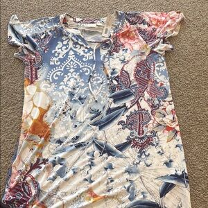 New Chicos floral paisley print dress Pattern multi size 2  (L)Short Sleeve